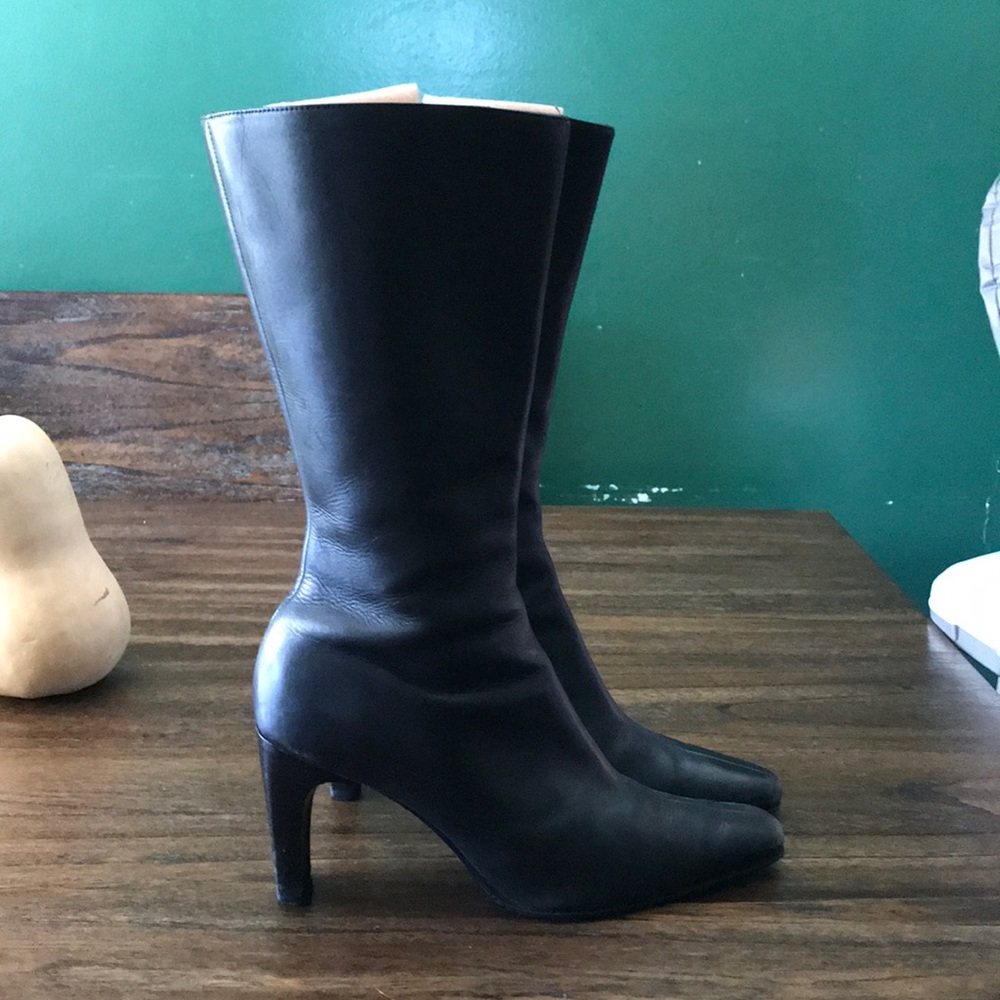 Black leather boots